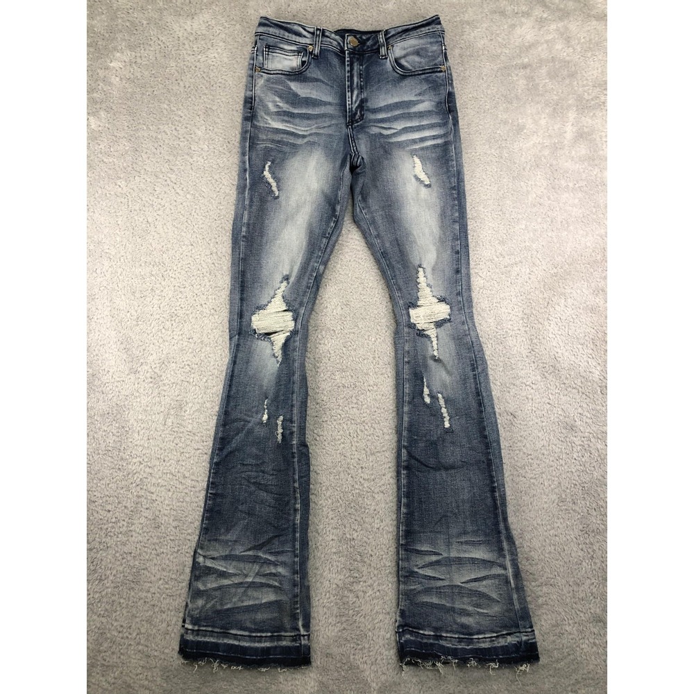Rockstar Original Jeans Women M (28x35.5) Blue Flare Distressed *Flaw